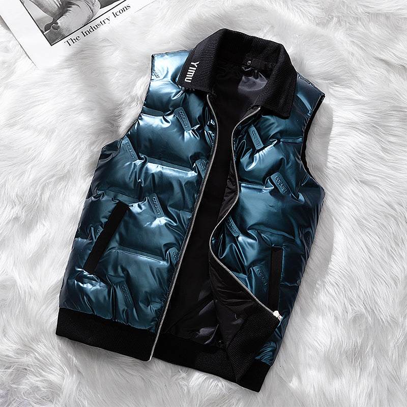 Men's Padded Quilted Vest with Shiny Lining and Practical Pockets Lisslune