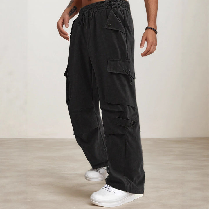 Men's Cargo Pants with Practical Pockets and Elastic Waistband Lisslune