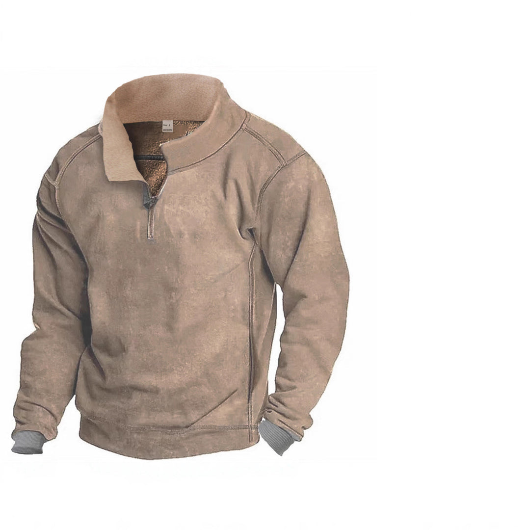 Men's fleece pullover with full zip and contrasting collar Lisslune