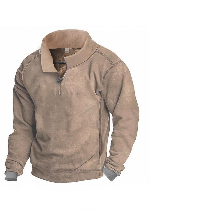 Men's fleece pullover with full zip and contrasting collar Lisslune