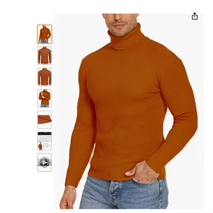 Men's Stand Collar Sweater made of Ribbed Knit Lisslune