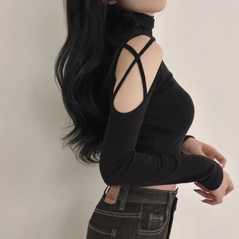 Women's long sleeve shirt with elegant cut-outs and modern ribbed details Lisslune