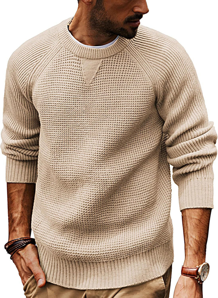 Men's casual knit sweater with textured fabric pattern and round neck Lisslune