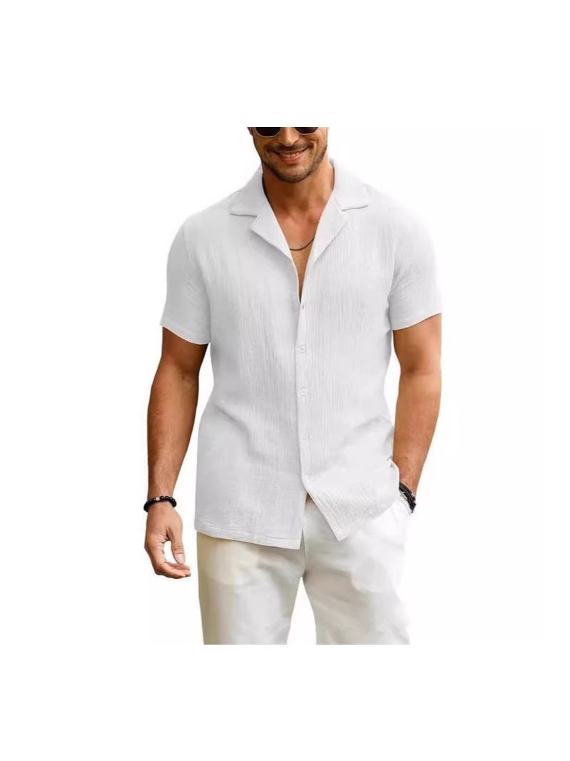 Men's short-sleeve shirt with textured fabric and casual fit Lisslune