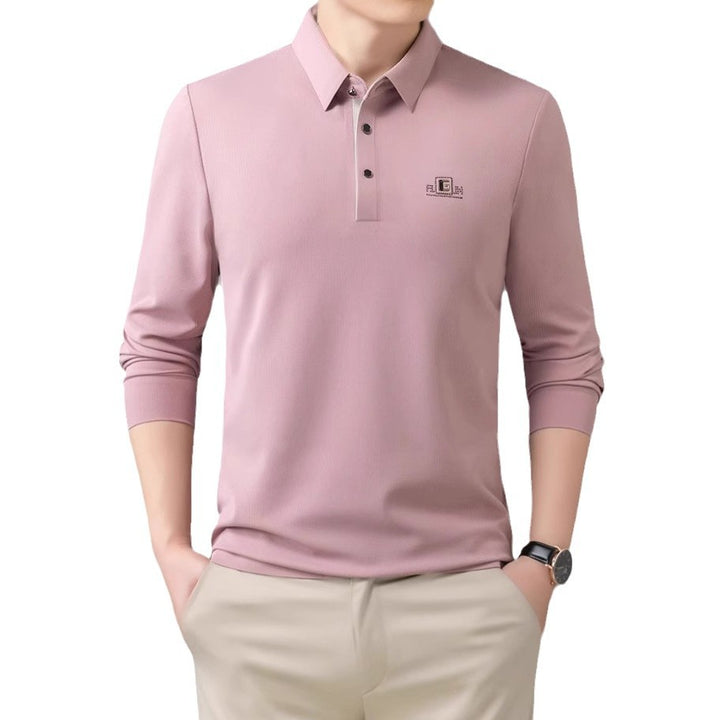 Men's Breathable Long Sleeve Polo Shirt with Modern Collar Lisslune