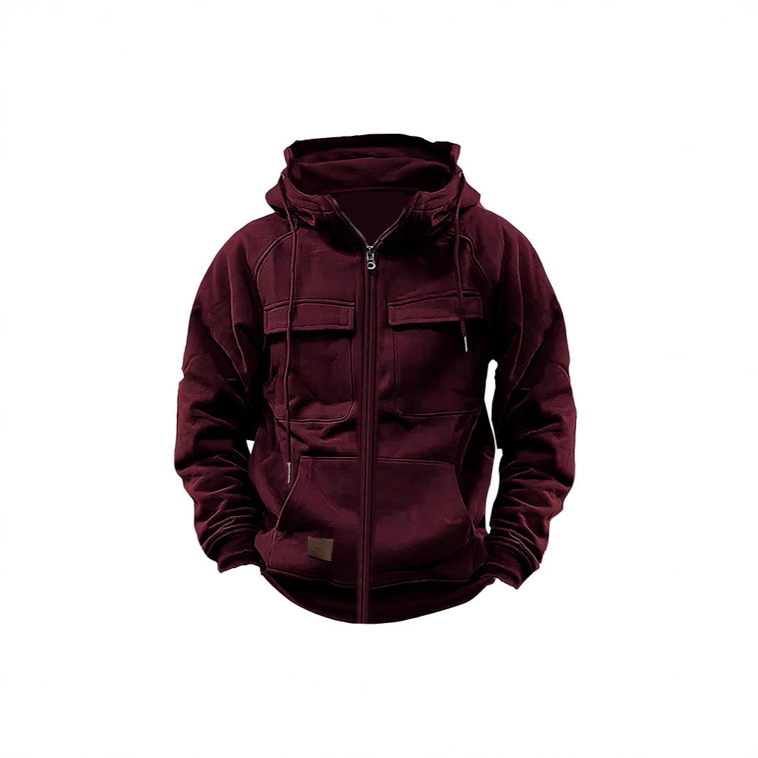 Men's fleece jacket with high collar and practical pockets Lisslune
