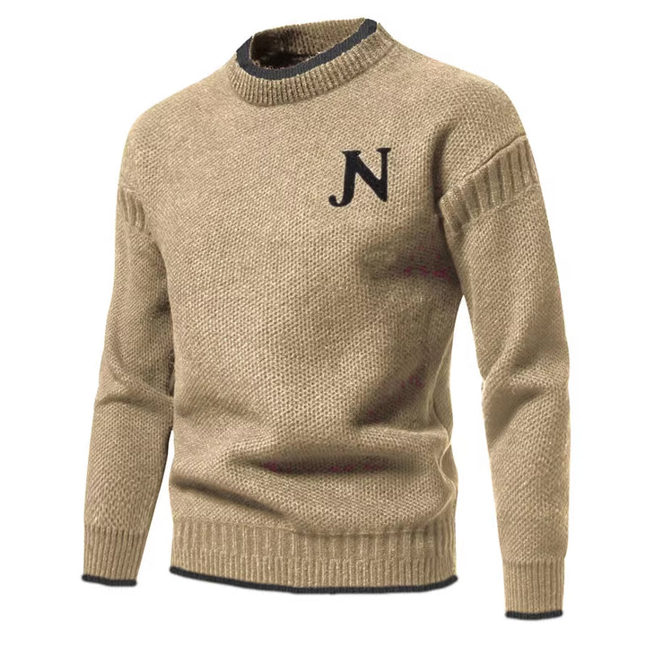 Men's Structured Knit Sweater with Round Neck Lisslune