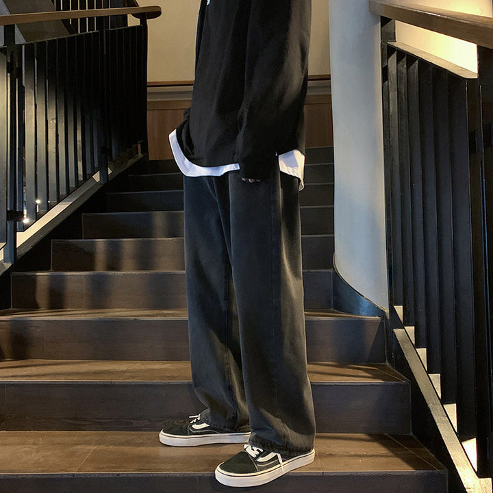 Men's Casual Cargo Pants with Loose Legs and Elastic Waistband Lisslune