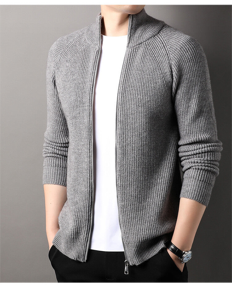 Men's cardigan with high collar and inconspicuous zipper Lisslune