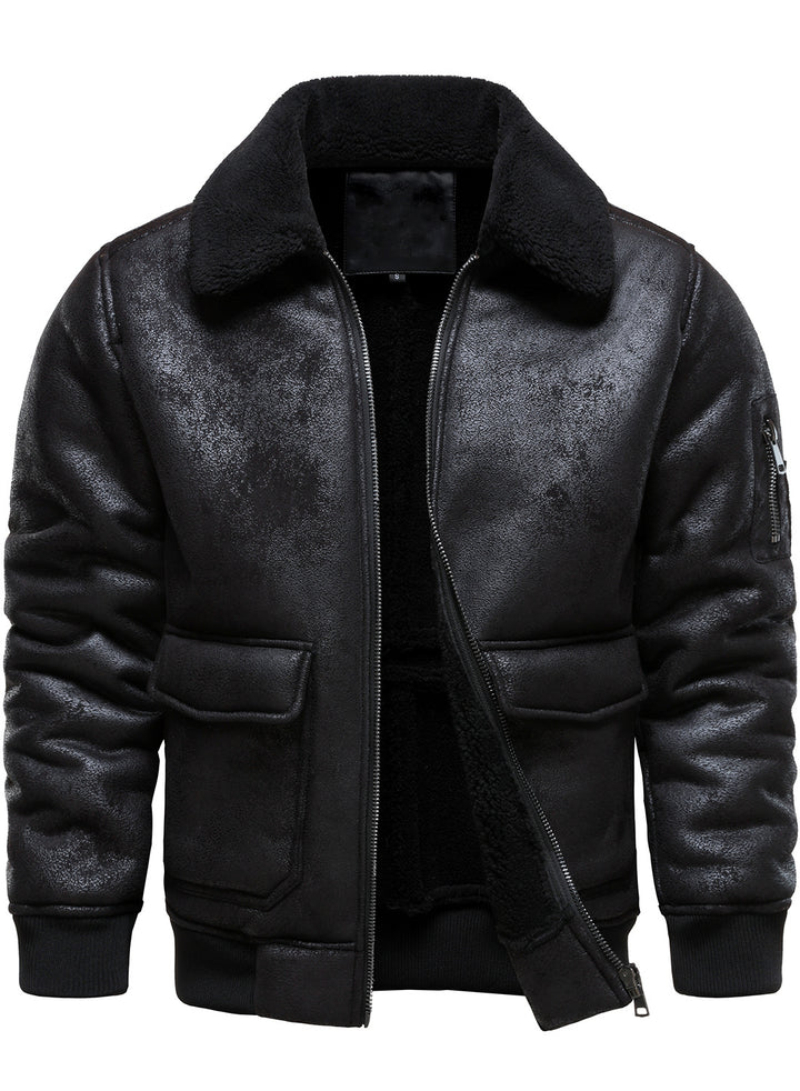 Men's Flight Jacket with Warm Inner Lining and Practical Pockets Lisslune