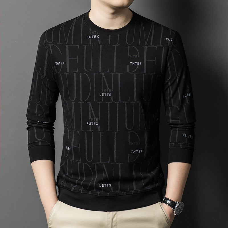 Men's fashionable crew neck sweater with graphic lettering Lisslune