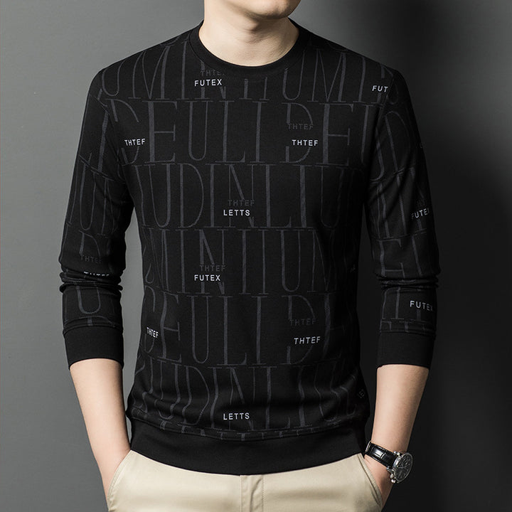Men's fashionable crew neck sweater with graphic lettering Lisslune