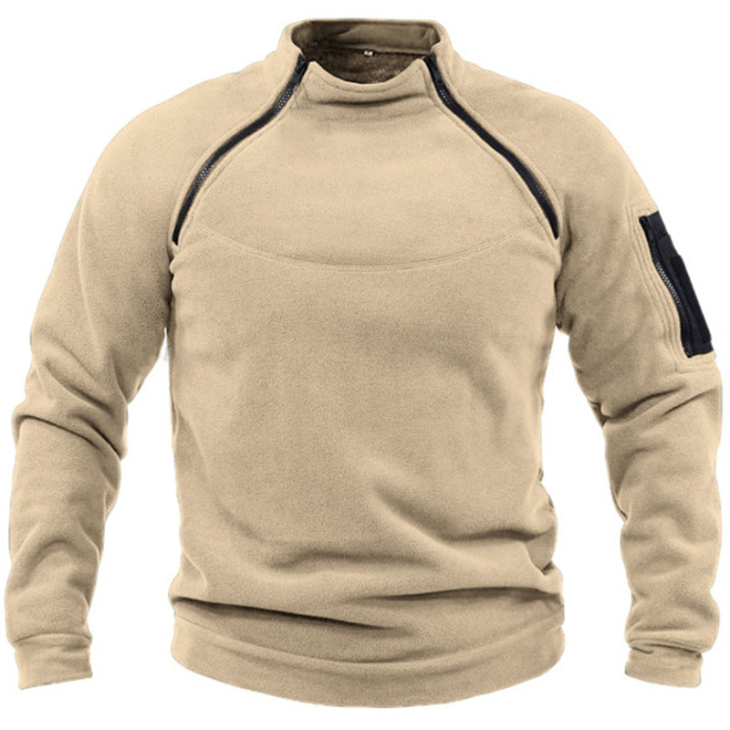 Men's fleece pullover with zipper and pockets Lisslune