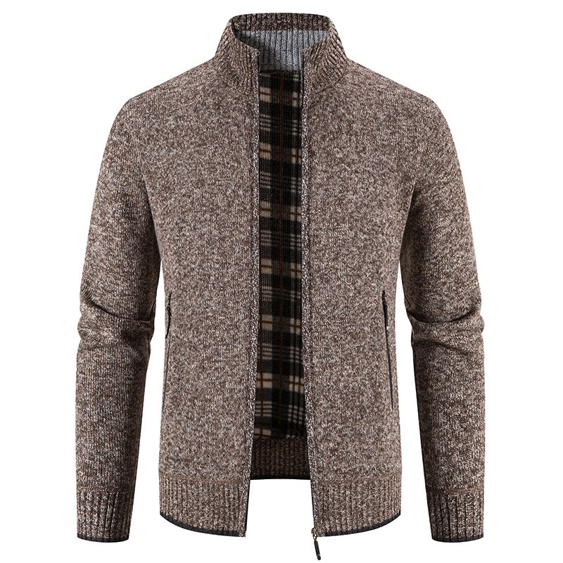 Men's cardigan with high collar and practical zip pockets Lisslune