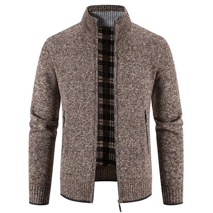 Men's cardigan with high collar and practical zip pockets Lisslune