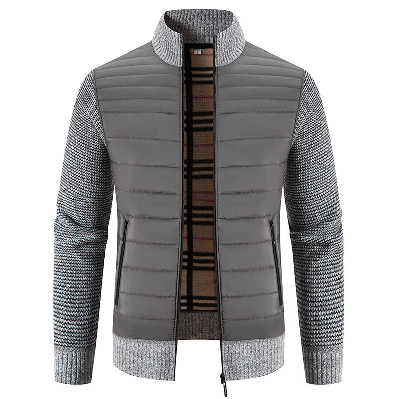 Men's quilted jacket with modern knit sleeves and high collar Lisslune