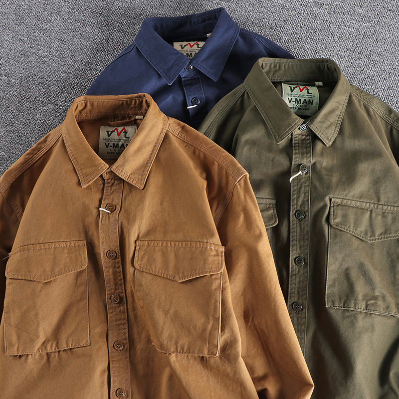 Men's cotton shirt with practical chest pockets and button-down collar Lisslune