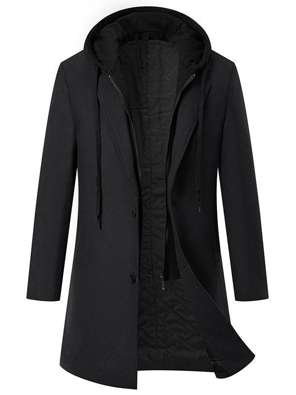 Men's elegant transitional coat with removable hood Lisslune