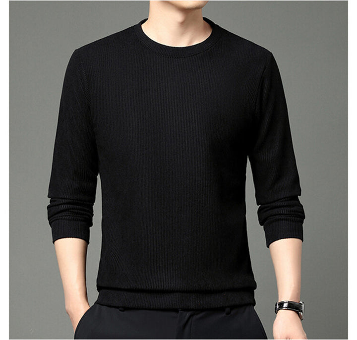 Men fine structured round neck sweater Lisslune