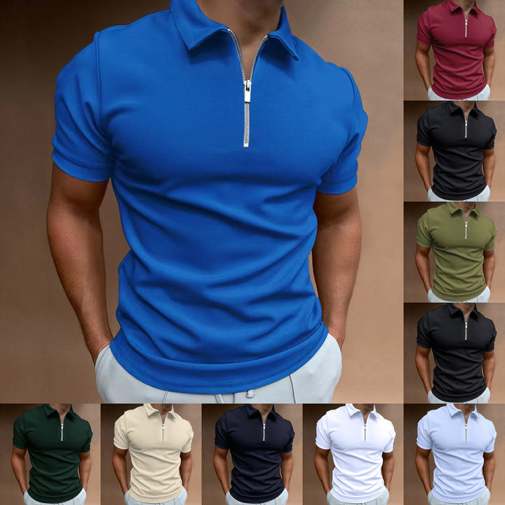 Men's polo shirt with modern stand-up collar and zipper Lisslune