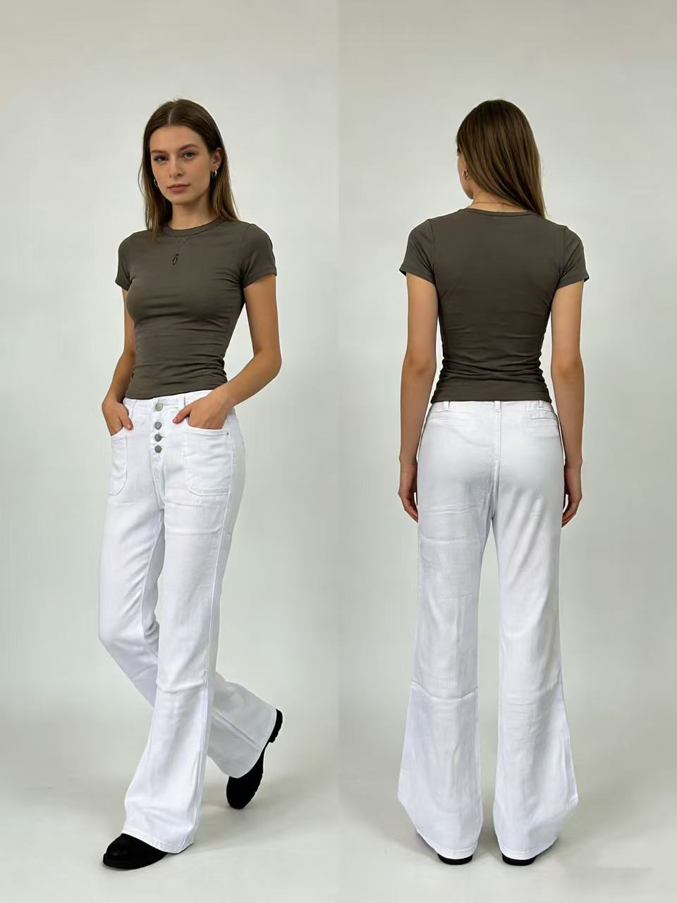 Women's Bootcut Jeans with High Waist and Button Closure Lisslune