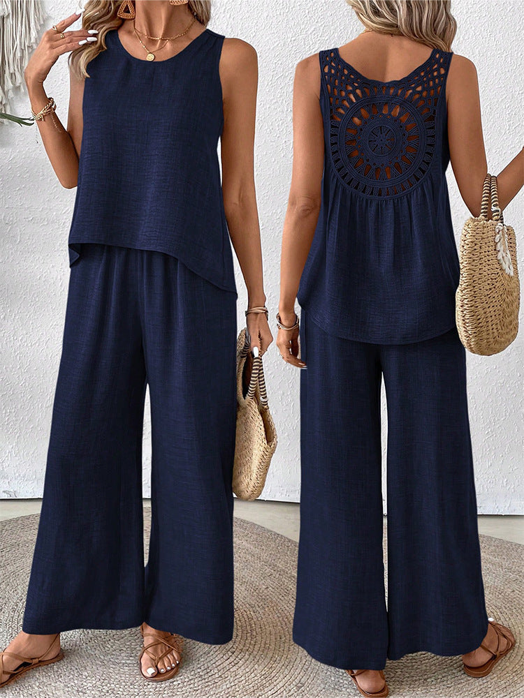 Women's airy summer set with crocheted back and loose fit Lisslune