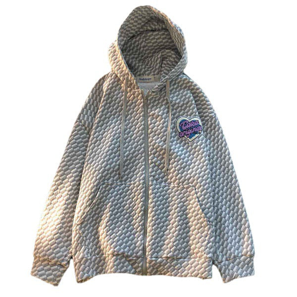 Women's hoodie jacket with textured design and full zip