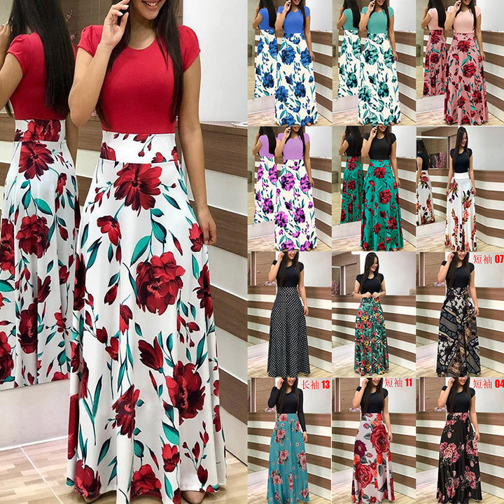 Damen Elegantes Maxikleid mit grafischem Druck und flexiblem Bund Lisslune