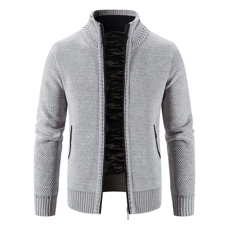 Men's cardigan with high collar and practical zip pockets Lisslune