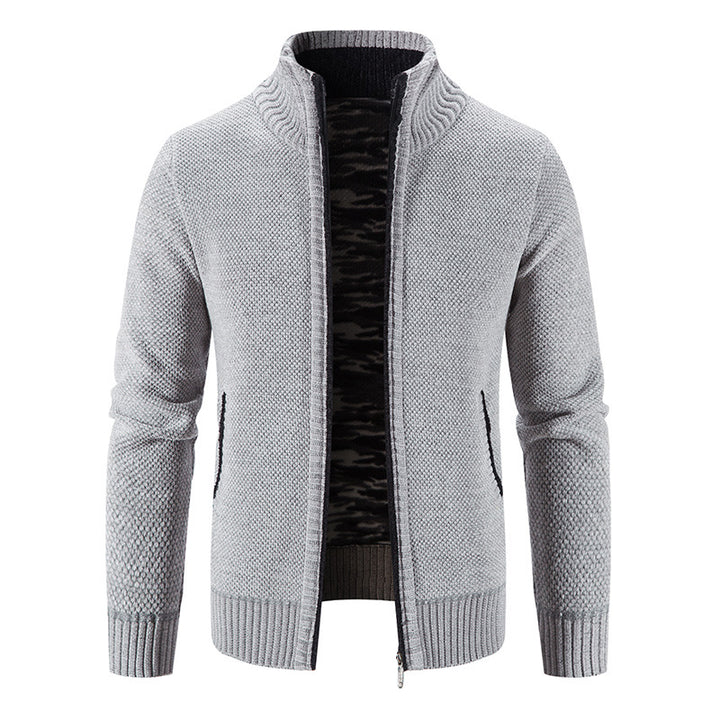Men's cardigan with high collar and practical zip pockets Lisslune