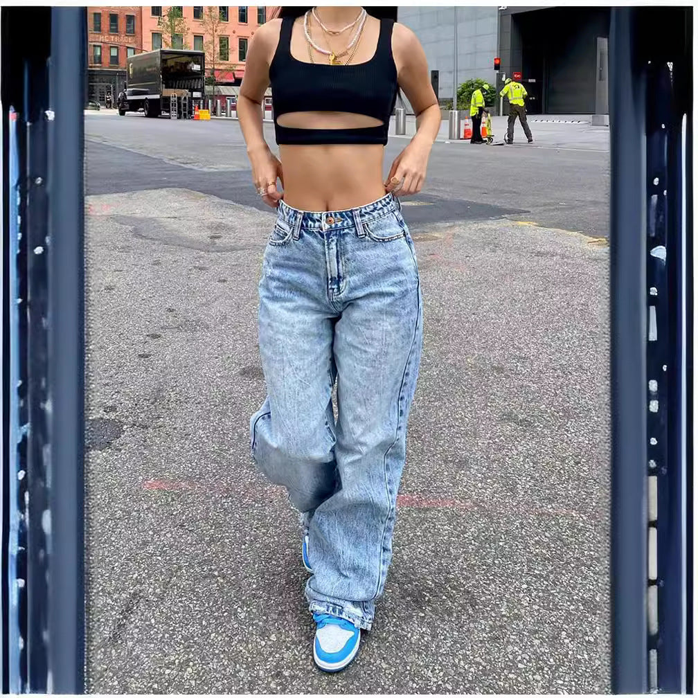 Damen weite Cargo-Jeans mit einzigartigen Taschen und lässigem Schnitt Lisslune