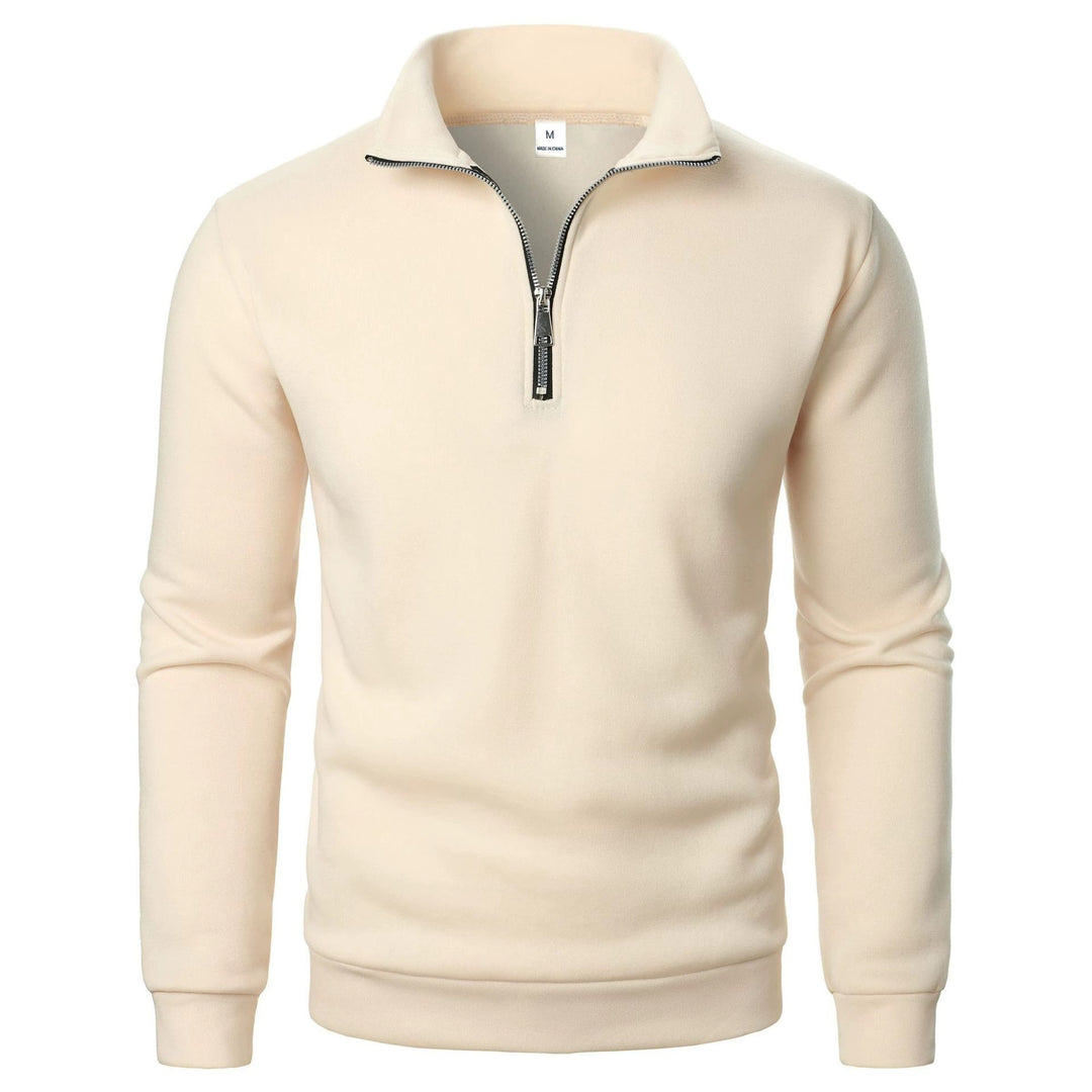 Men's fleece pullover with practical stand-up collar and zipper Lisslune