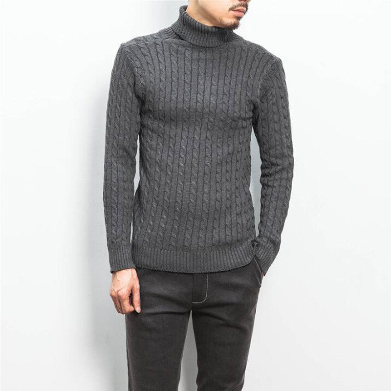 Men's comfortable turtleneck sweater with cable pattern Lisslune