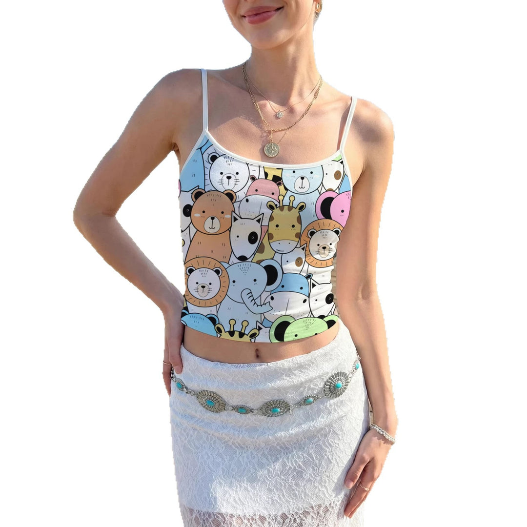 Women's crop top with floral pattern and adjustable straps Lisslune