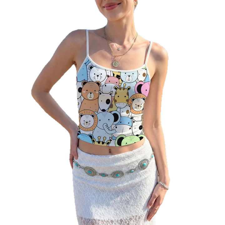 Women's crop top with floral pattern and adjustable straps Lisslune