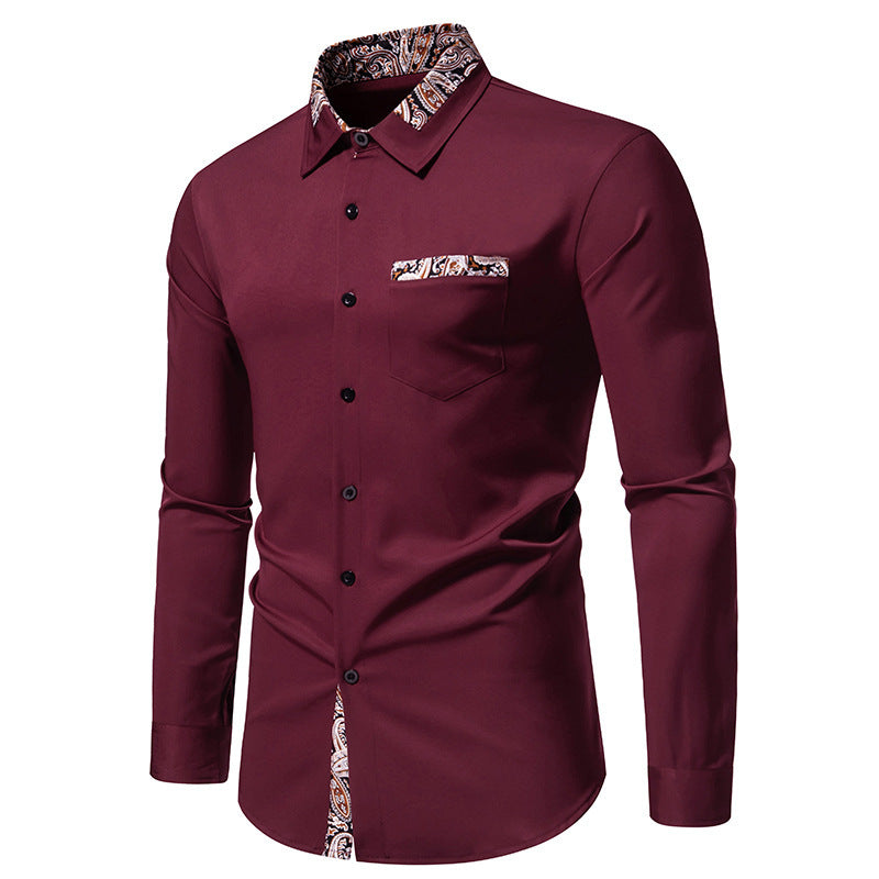 Men's long sleeve shirt with elegant paisley patterns Lisslune