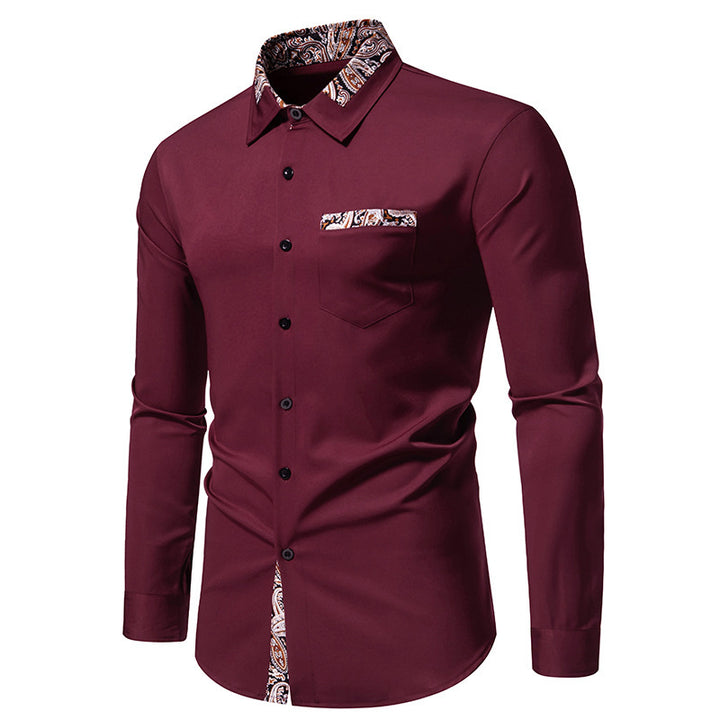 Men's long sleeve shirt with elegant paisley patterns Lisslune