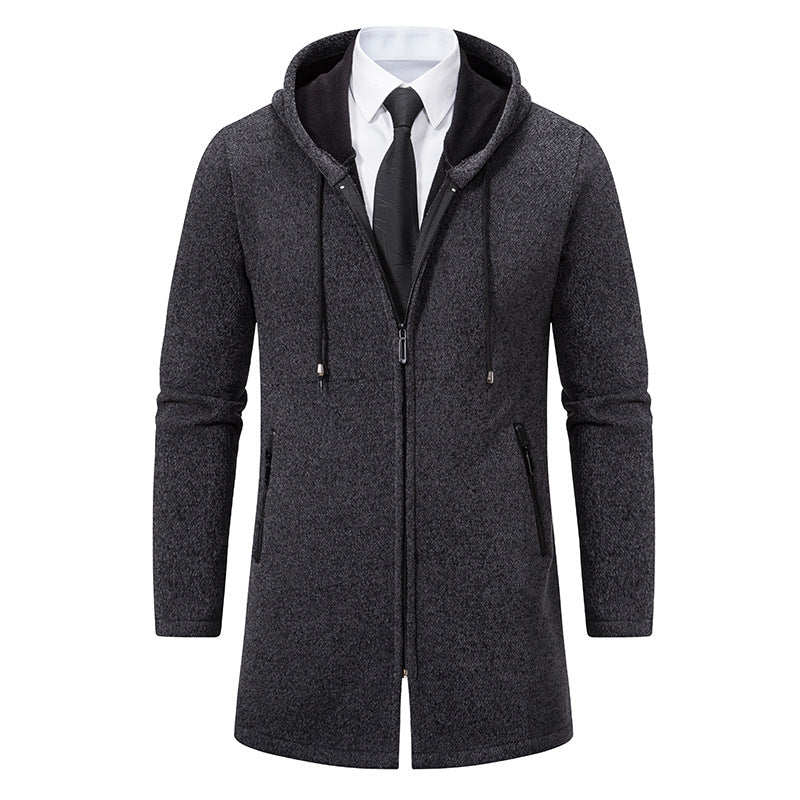 Men's Elegant Sweatshirt Jacket with Practical Zipper and Hood Lisslune