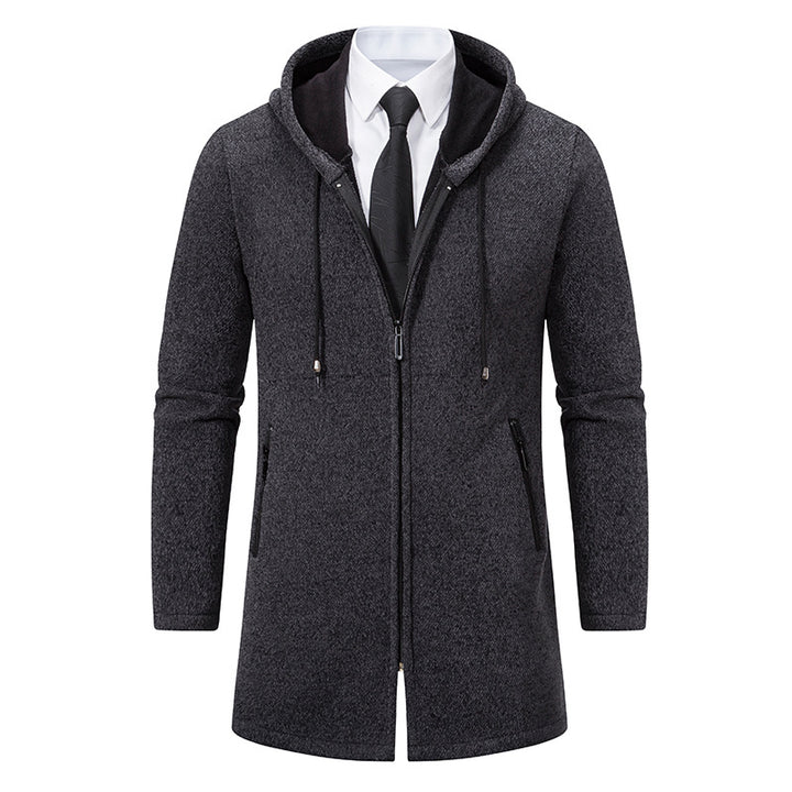 Men's Elegant Sweatshirt Jacket with Practical Zipper and Hood Lisslune