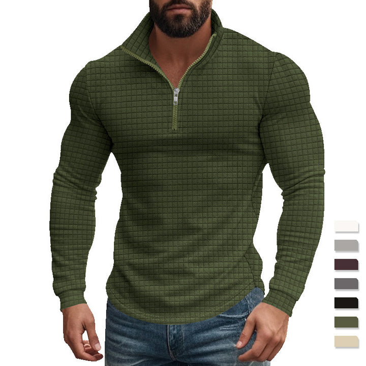 Men's functional shirt with high collar and textured design Lisslune