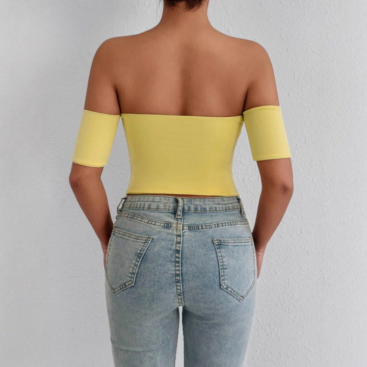Damen Off-Shoulder Bluse aus elastischem Material mit figurformendem Schnitt Lisslune
