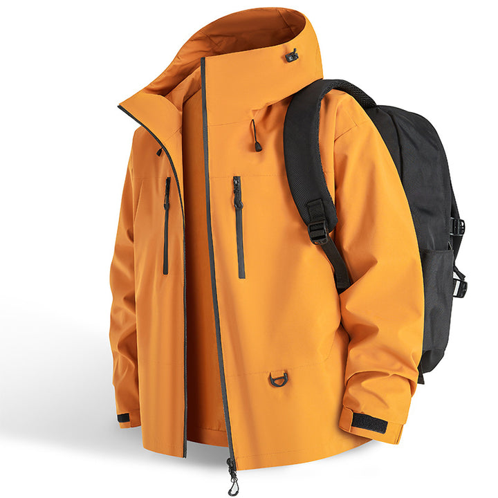 Men's Waterproof Outdoor Jacket with Adjustable Hood and Practical Zip Lisslune