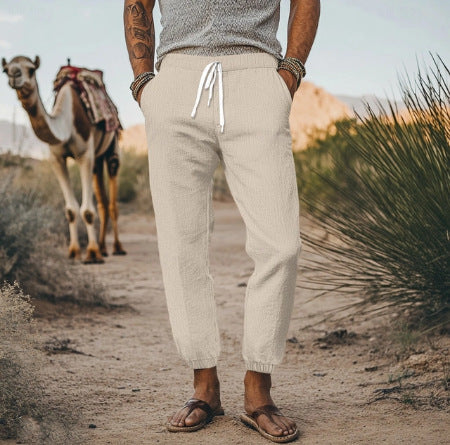 Men's casual travel cargo pants with elastic waistband and practical pockets Lisslune