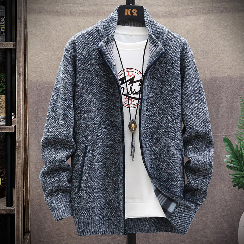Men's cardigan with stand-up collar and pockets Lisslune