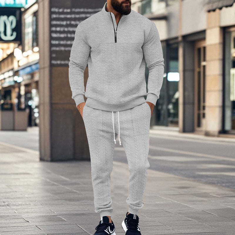 Men's sporty leisure set made of breathable material with textured design Lisslune