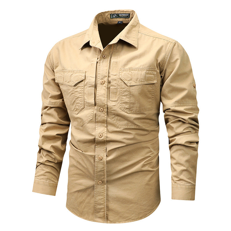 Men's Utility Shirt with Functional Chest Pockets Lisslune