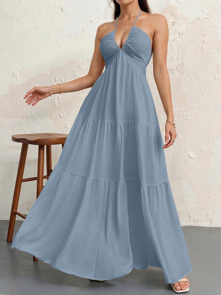 Women’s maxi dress with deep V-neckline and airy silhouette Lisslune