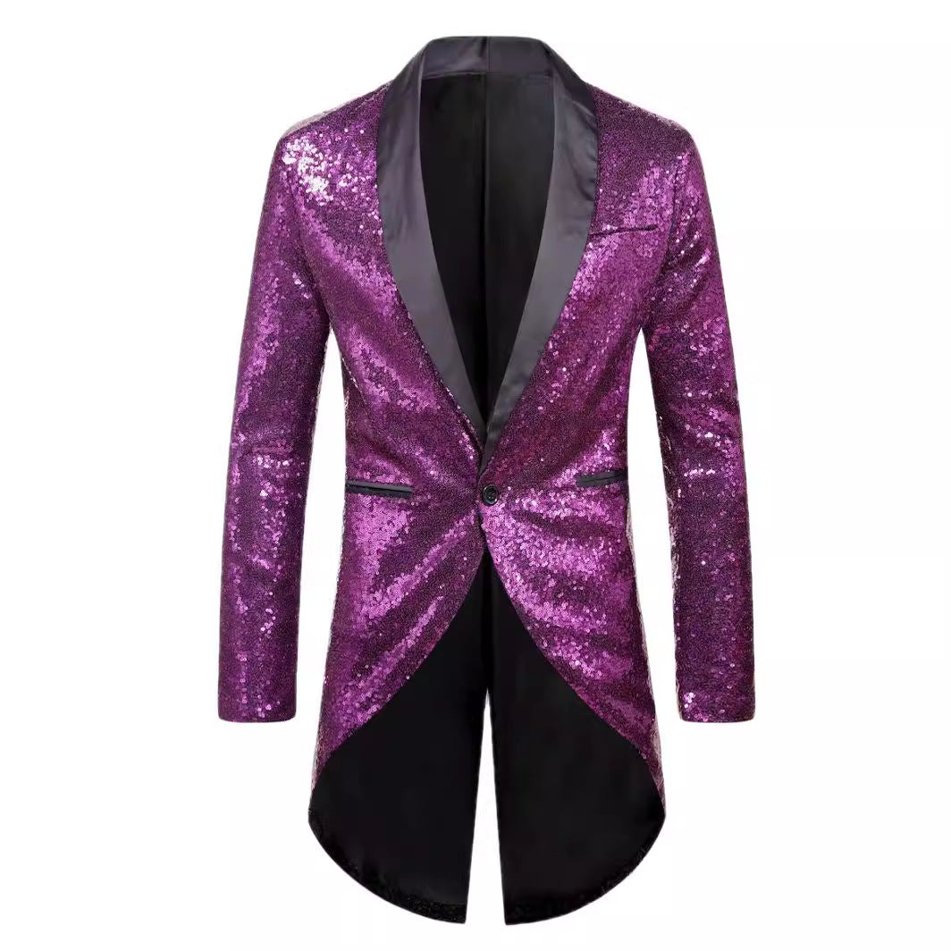 Men's Glittering Suit Blazer with Elegant Shawl Collar Lisslune