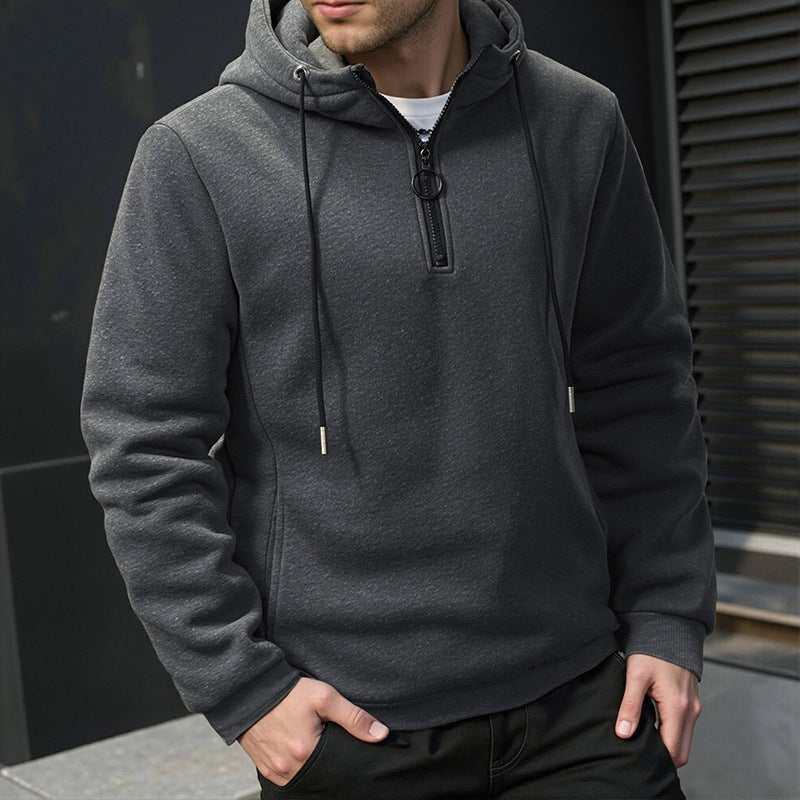 Men's Hooded Sweater with Functional Zipper Lisslune