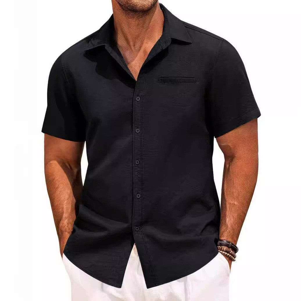 Men's short-sleeve shirt with classic collar and practical chest pocket Lisslune